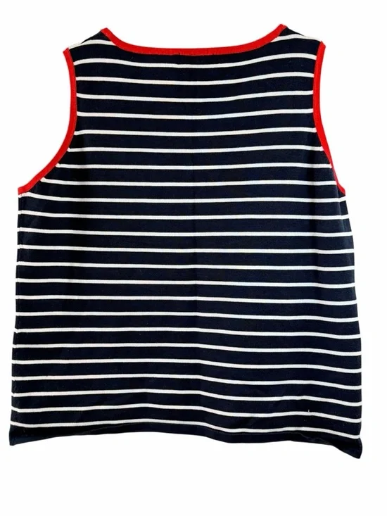 White Stag Vintage Navy Stripe Red Star Embroidered Tank Top Sleeveless XL 16-18 - Picture 3 of 6